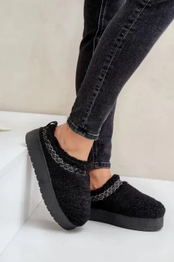 Śniegowce Na Platformie Z Futerkiem Typu Baranek Czarne Mesirra