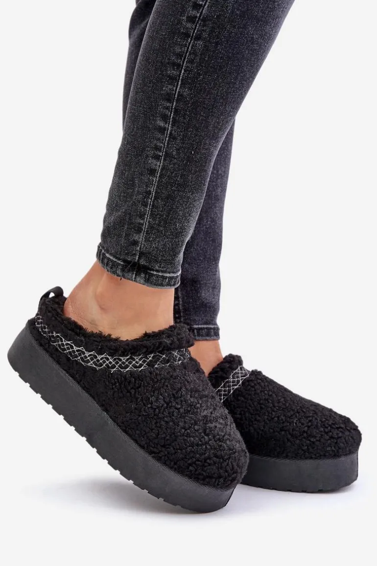 Śniegowce Na Platformie Z Futerkiem Typu Baranek Czarne Mesirra
