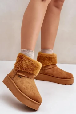 Śniegowce Na Platformie Z Futerkiem Big Star OO274A106 Camel