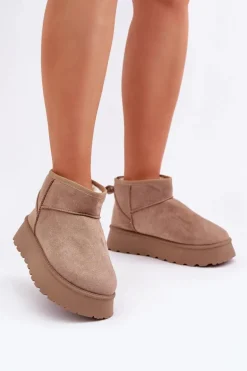 Śniegowce Na Platformie Z Eko Zamszu Ciemnobeżowe Vlivana