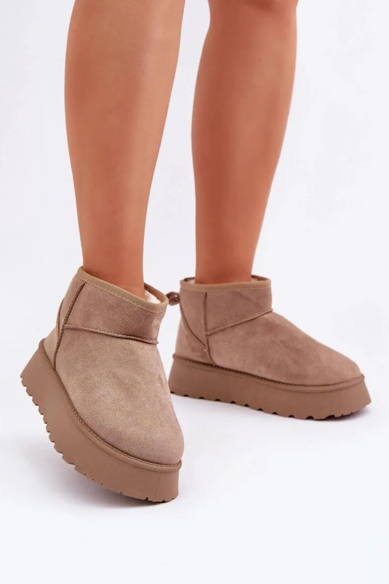 Śniegowce Na Platformie Z Eko Zamszu Ciemnobeżowe Vlivana