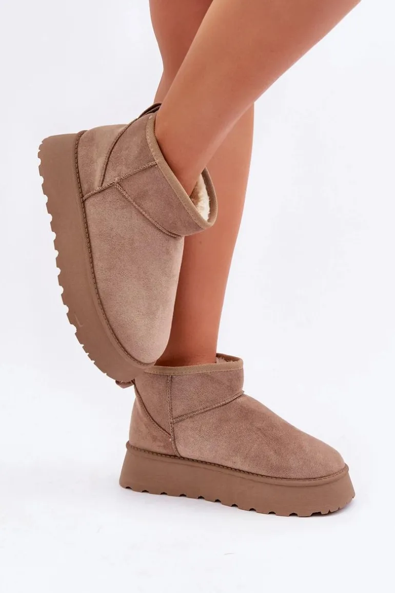 Śniegowce Na Platformie Z Eko Zamszu Ciemnobeżowe Vlivana