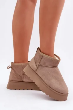 Śniegowce Na Platformie Z Eko Zamszu Ciemnobeżowe Vlivana