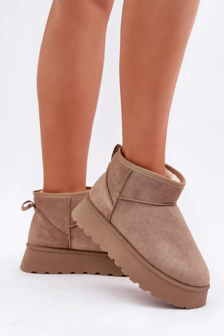 Śniegowce Na Platformie Z Eko Zamszu Ciemnobeżowe Vlivana