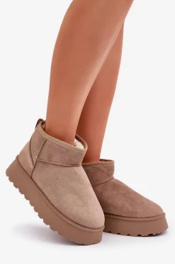 Śniegowce Na Platformie Z Eko Zamszu Ciemnobeżowe Vlivana