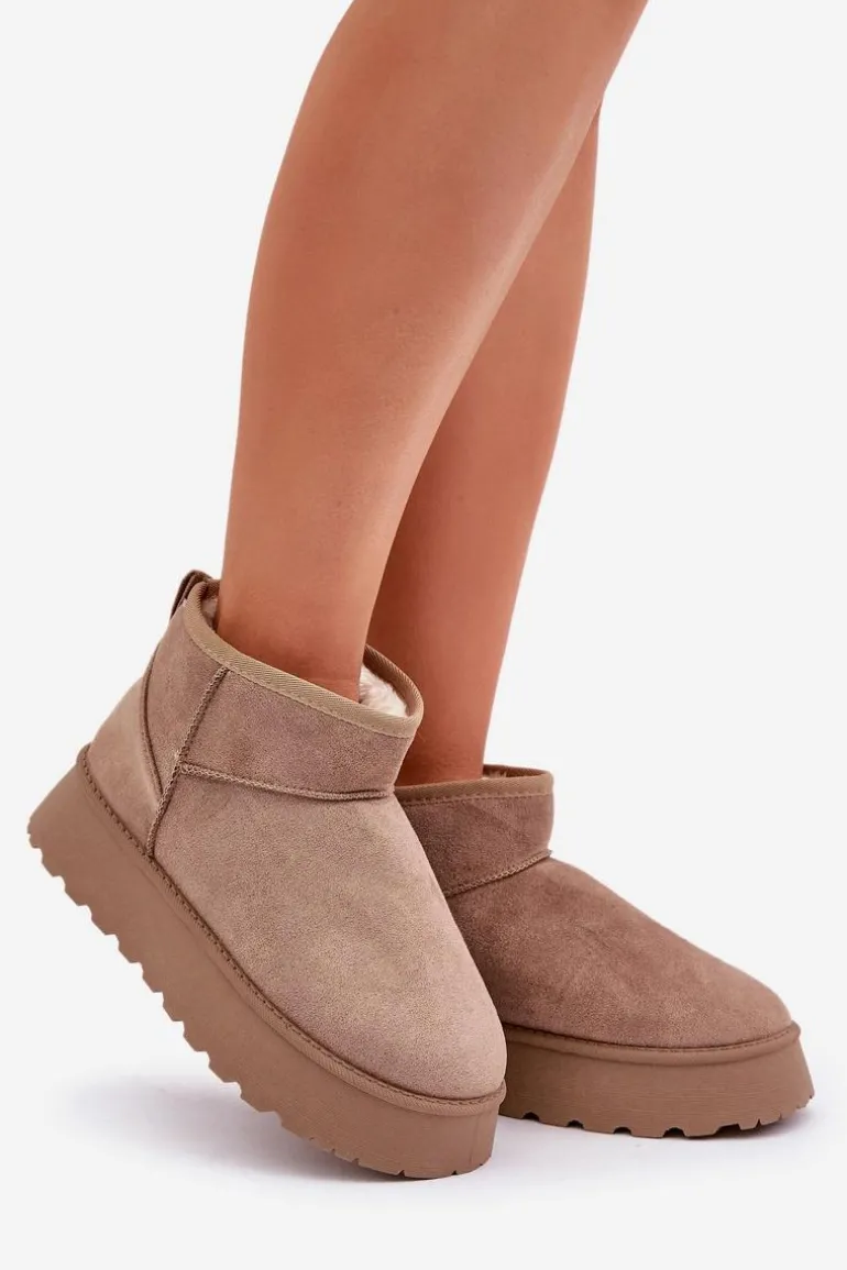 Śniegowce Na Platformie Z Eko Zamszu Ciemnobeżowe Vlivana