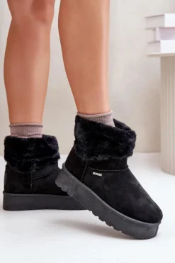 Śniegowce Na Platformie Z Futerkiem Big Star OO274A108 Czarne
