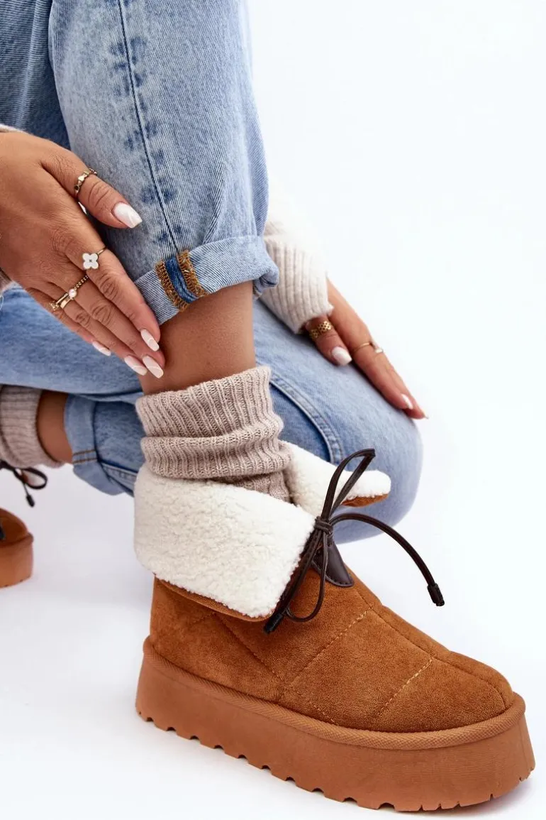 Śniegowce Na Platformie Z Kożuchem Camel Olimuka