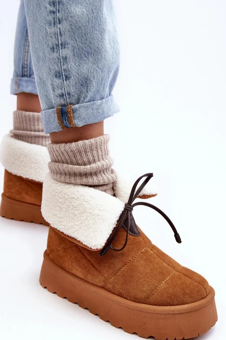 Śniegowce Na Platformie Z Kożuchem Camel Olimuka