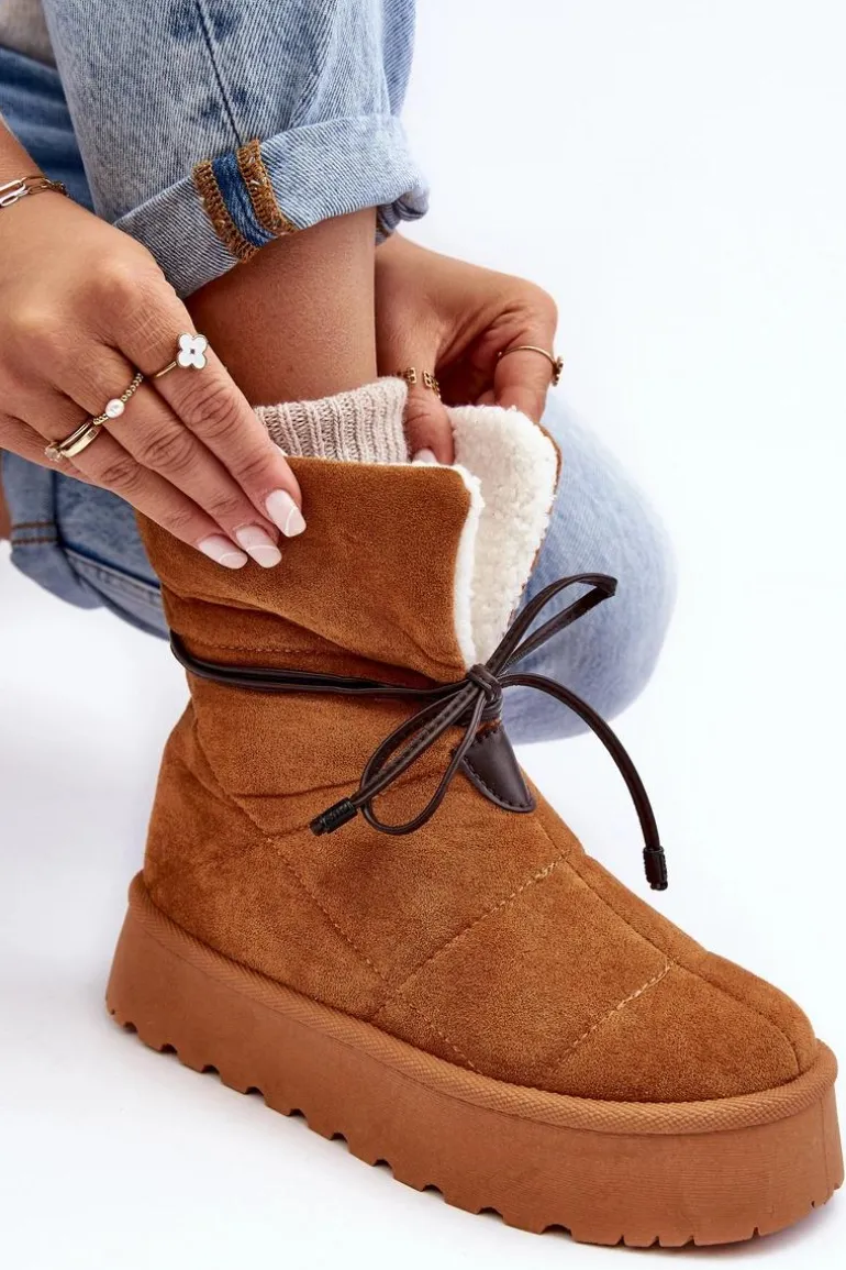 Śniegowce Na Platformie Z Kożuchem Camel Olimuka