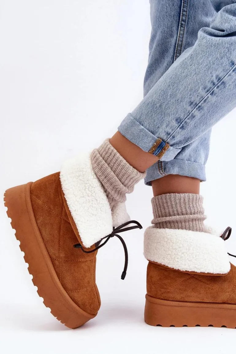 Śniegowce Na Platformie Z Kożuchem Camel Olimuka