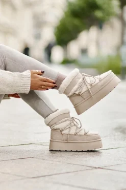 Śniegowce Na Platformie Z Wiązaniem Jasnobeżowe Izathiel