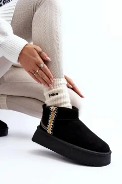 Śniegowce Na Platformie Ze Wzorem Czarne Udra