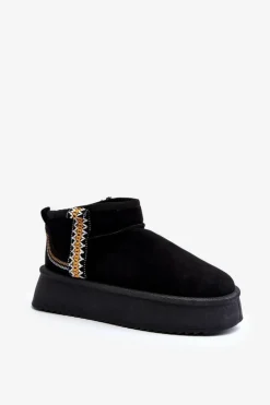 Śniegowce Na Platformie Ze Wzorem Czarne Udra