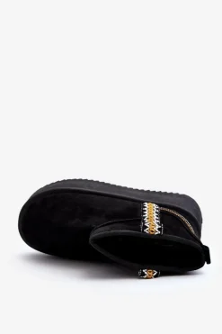 Śniegowce Na Platformie Ze Wzorem Czarne Udra