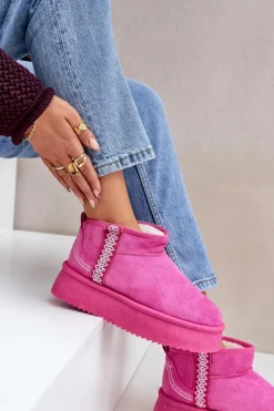 Śniegowce Na Platformie Ze Wzorem Różowe Udra