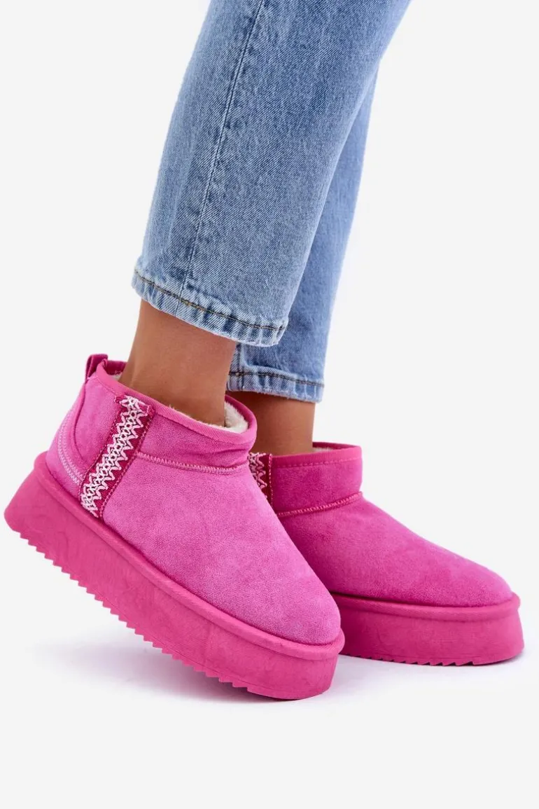 Śniegowce Na Platformie Ze Wzorem Różowe Udra