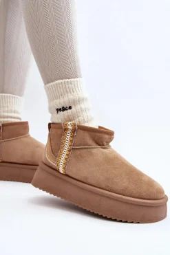 Śniegowce Na Platformie Ze Wzorem Jasnobrązowe Udra