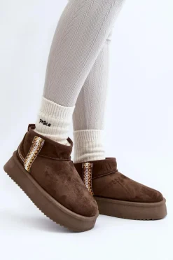 Śniegowce Na Platformie Ze Wzorem Ciemnozielone Udra