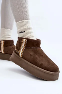 Śniegowce Na Platformie Ze Wzorem Ciemnozielone Udra