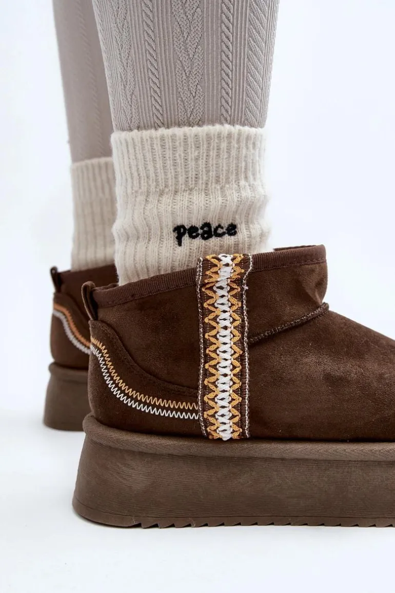 Śniegowce Na Platformie Ze Wzorem Ciemnozielone Udra