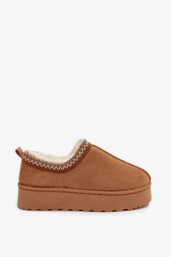 Śniegowce Niskie Damskie Z Haftem Na Platformie Camel Taliah