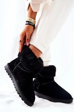 Śniegowce Ocieplane Frędzle Czarne Sorella