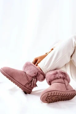 Śniegowce Ocieplane Frędzle Różowe Sorella