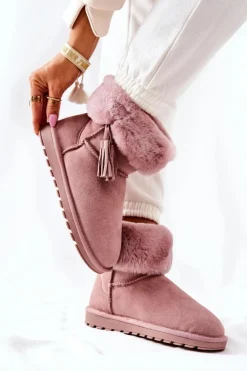 Śniegowce Ocieplane Frędzle Różowe Sorella