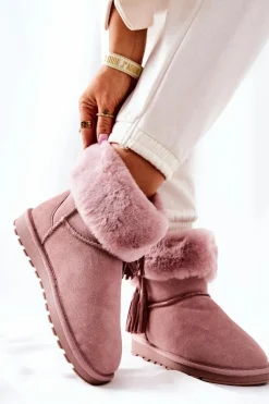 Śniegowce Ocieplane Frędzle Różowe Sorella