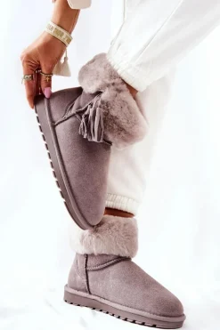 Śniegowce Ocieplane Frędzle Szare Sorella