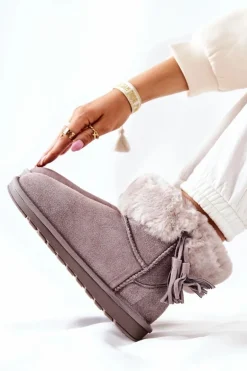 Śniegowce Ocieplane Frędzle Szare Sorella