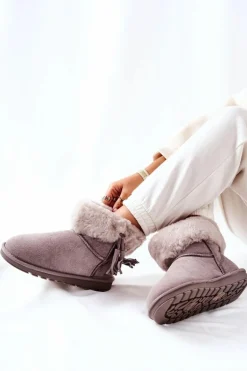 Śniegowce Ocieplane Frędzle Szare Sorella