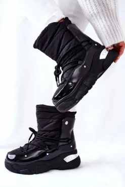 Śniegowce Ocieplane Futerkiem Czarne Holys