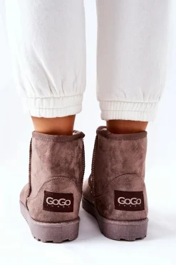 Śniegowce Ocieplane Futerkiem Brązowe Vicandi