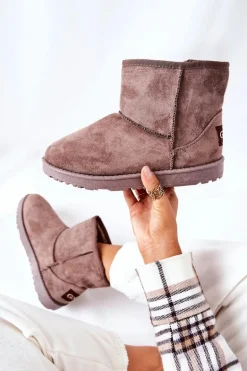 Śniegowce Ocieplane Futerkiem Brązowe Vicandi