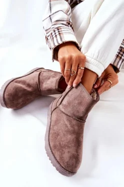 Śniegowce Ocieplane Futerkiem Brązowe Vicandi