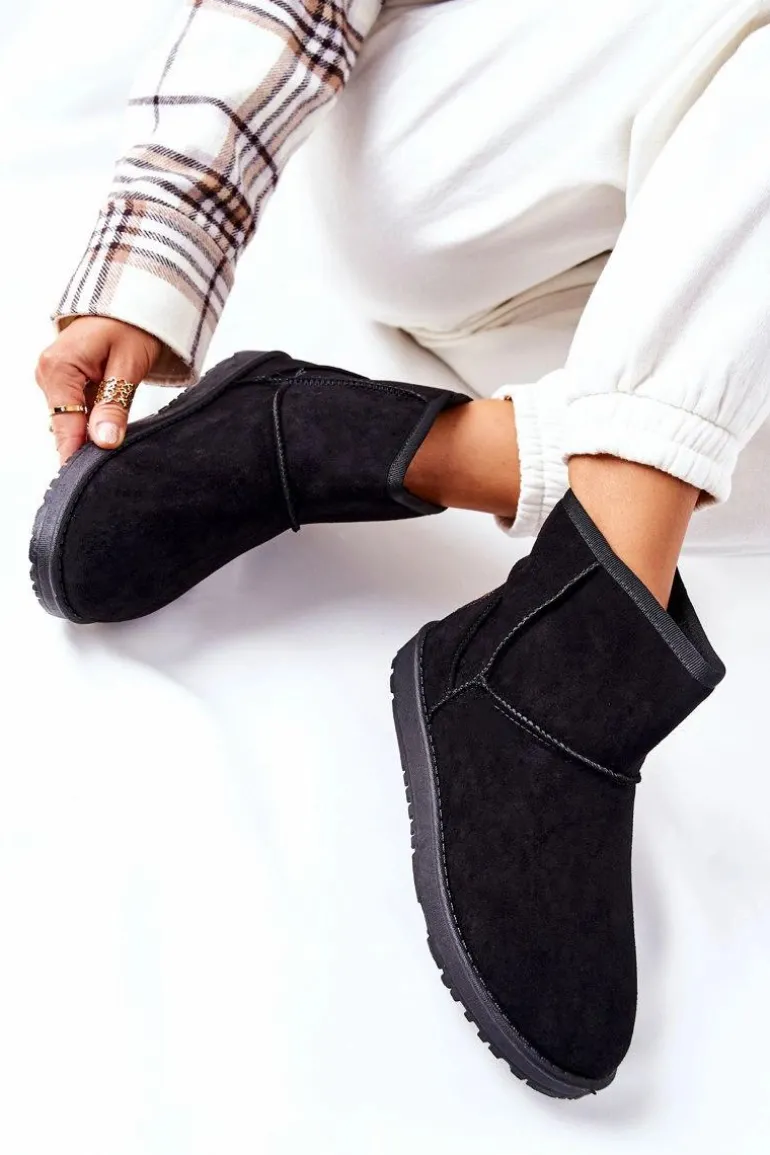 Śniegowce Ocieplane Futerkiem Czarne Vicandi