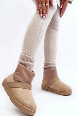 Śniegowce Ocieplane Na Platformie Beżowe Big Star MM274152