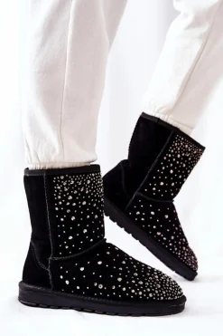 Śniegowce Ocieplane Z Dżetami Czarne Mariella