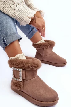 Śniegowce Ocieplane Z Klamrą Ciemnobeżowe Dulca