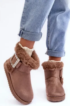 Śniegowce Ocieplane Z Klamrą Ciemnobeżowe Dulca