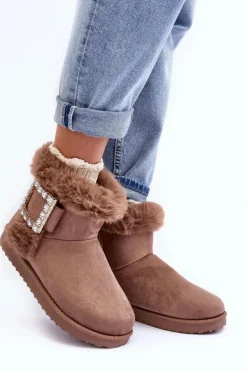 Śniegowce Ocieplane Z Klamrą Ciemnobeżowe Dulca