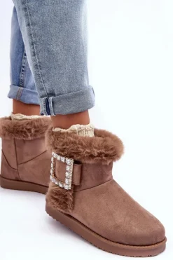 Śniegowce Ocieplane Z Klamrą Ciemnobeżowe Dulca