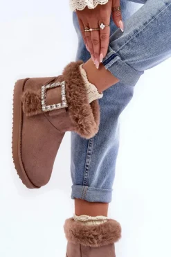 Śniegowce Ocieplane Z Klamrą Ciemnobeżowe Dulca