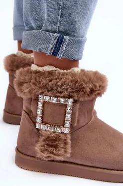 Śniegowce Ocieplane Z Klamrą Ciemnobeżowe Dulca