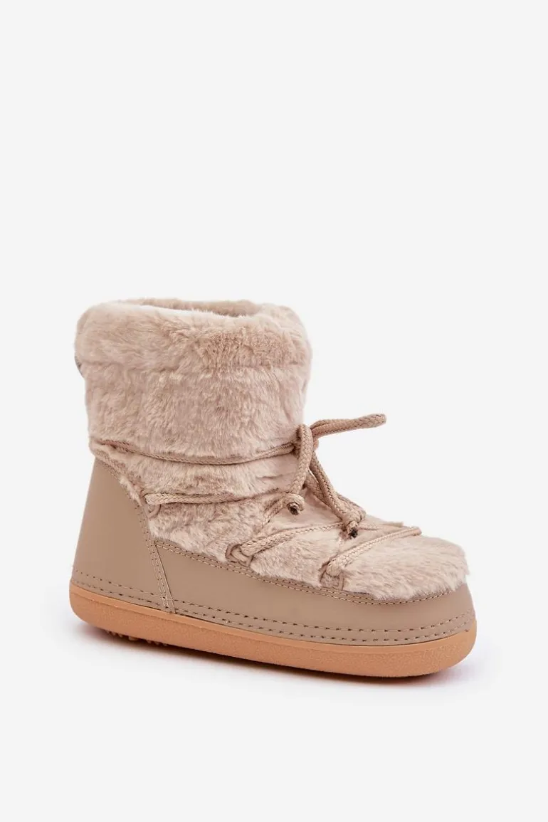 Śniegowce Z Futerkiem I Wiązaniem Beżowe Silvara