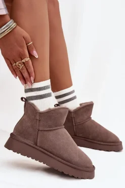Śniegowce Z Naturalnego Zamszu Ocieplane Futerkiem Vinceza 97961 Brązowe