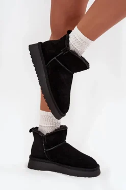 Śniegowce Z Naturalnego Zamszu Ocieplane Futerkiem Vinceza 97961 Czarne