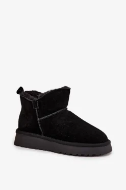 Śniegowce Z Naturalnego Zamszu Ocieplane Futerkiem Vinceza 97961 Czarne